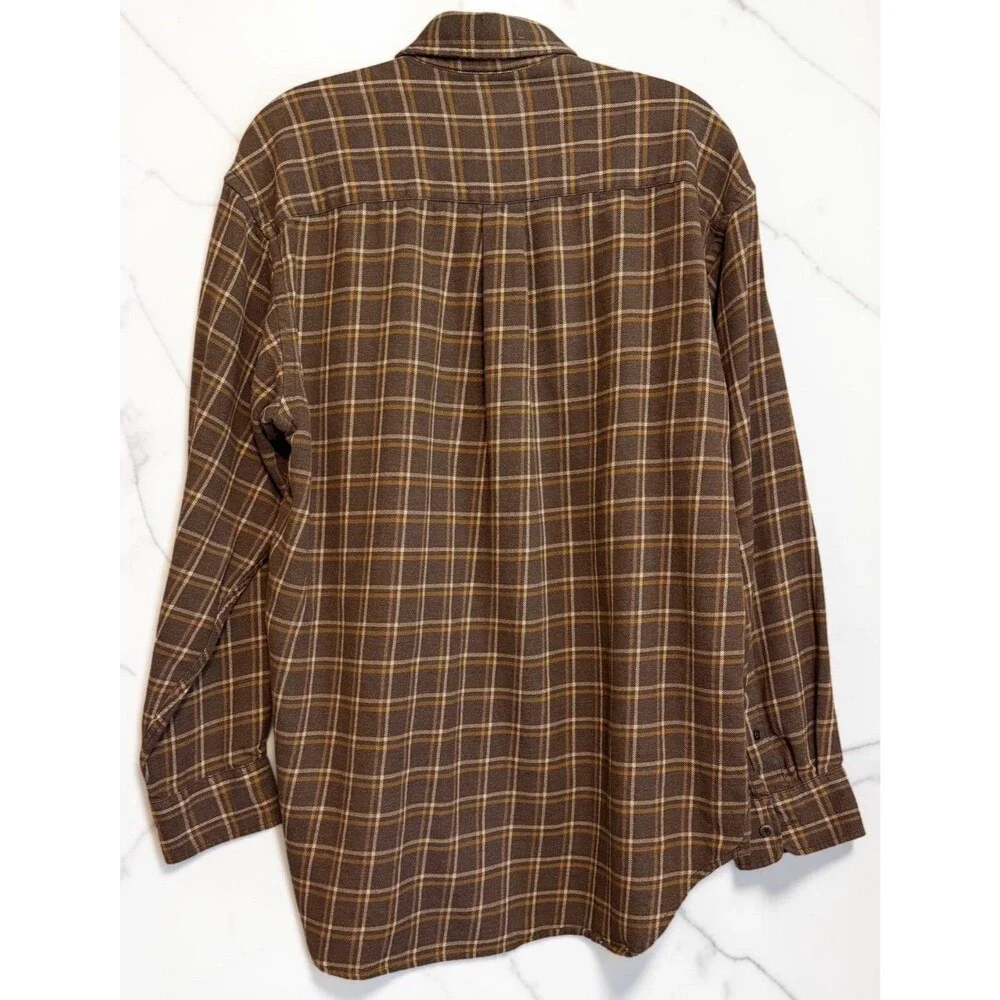 Vintage Banana Republic Flannel Shirt Men's Size Medium Brown/Gold Plaid